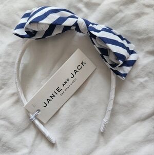 Janie and Jack Blue/White Striped Bow Headband